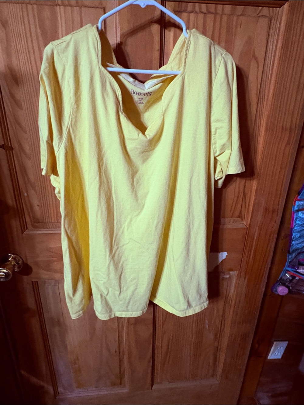 Roaman's Sunny Yellow V-Neck Short Sleeve Top